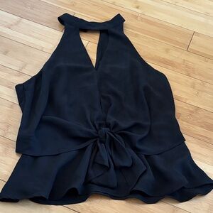 Aqua Elegant Black Halter Top